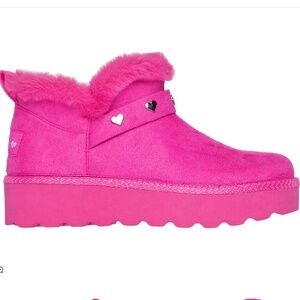 Skechers Hot Pink Ankle Fur Boots